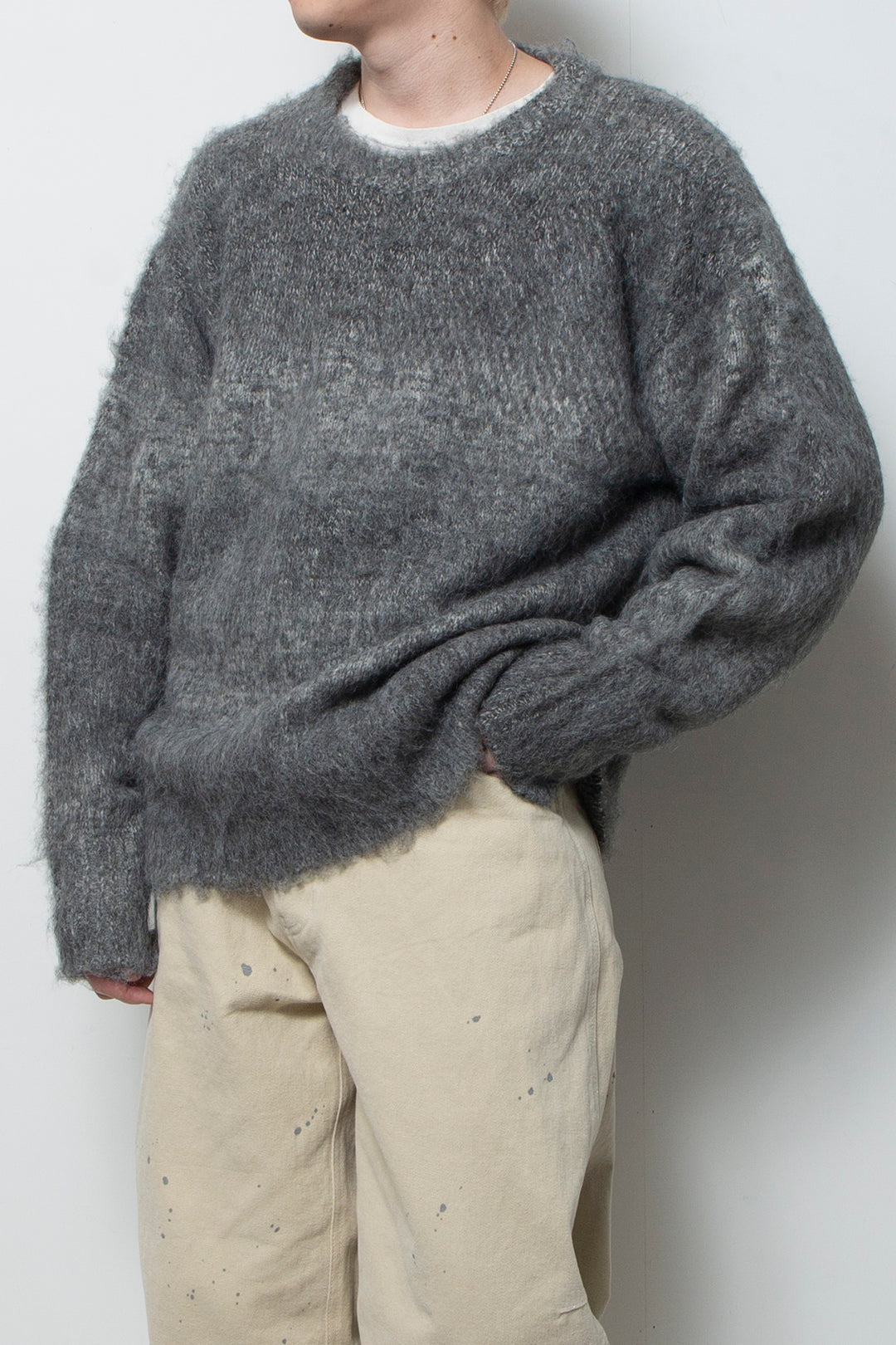 Alpaca Wool Gradient Shaggy Knit BLACK