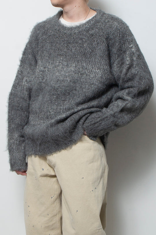 Alpaca Wool Gradient Shaggy Knit BLACK