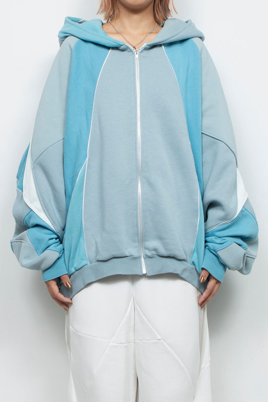 Facet Zip Long Hoodie SkyBlue Mix