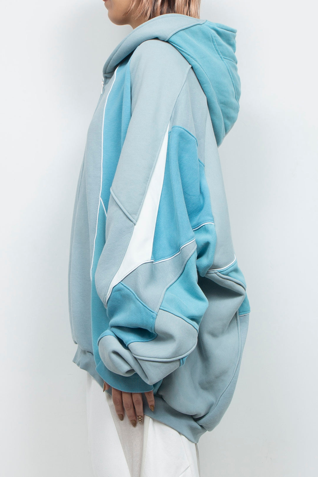 Facet Zip Long Hoodie SkyBlue Mix