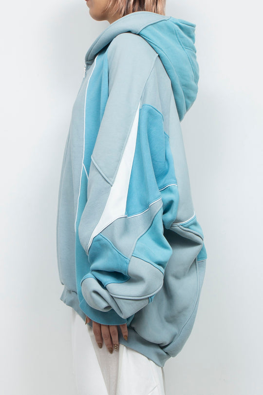 Facet Zip Long Hoodie SkyBlue Mix