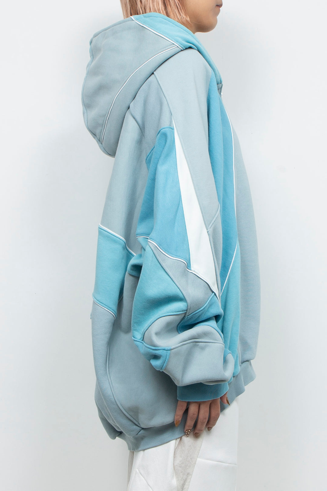Facet Zip Long Hoodie SkyBlue Mix