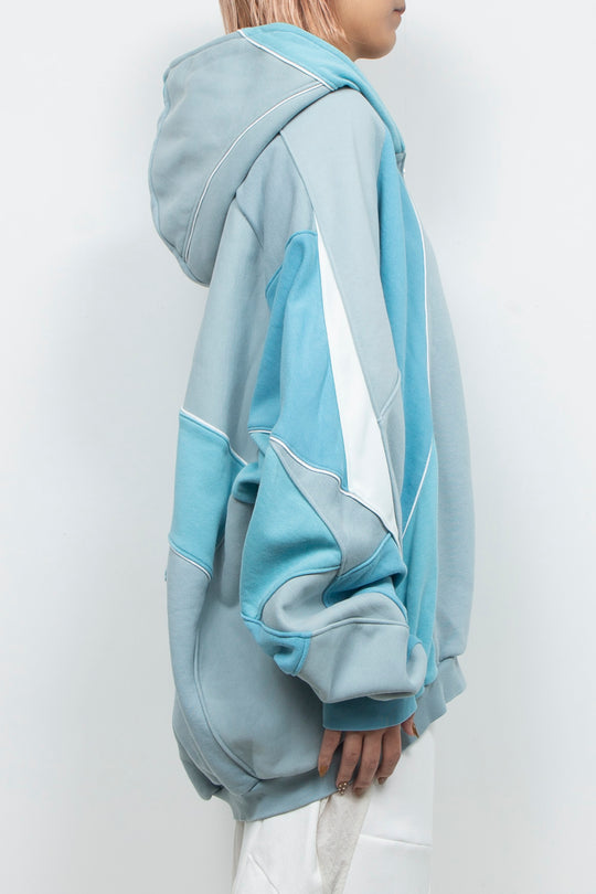 Facet Zip Long Hoodie SkyBlue Mix
