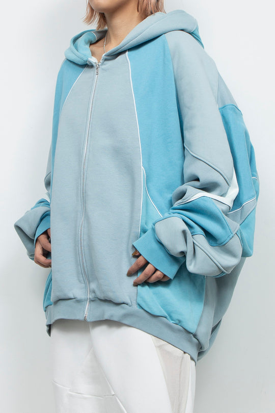 Facet Zip Long Hoodie SkyBlue Mix