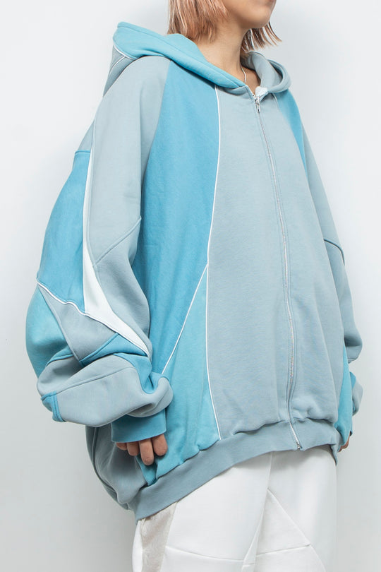 Facet Zip Long Hoodie SkyBlue Mix