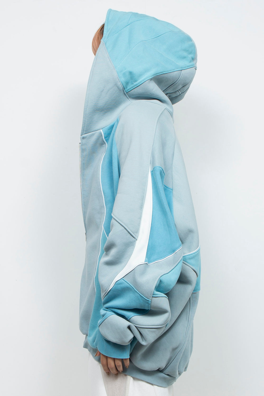 Facet Zip Long Hoodie SkyBlue Mix
