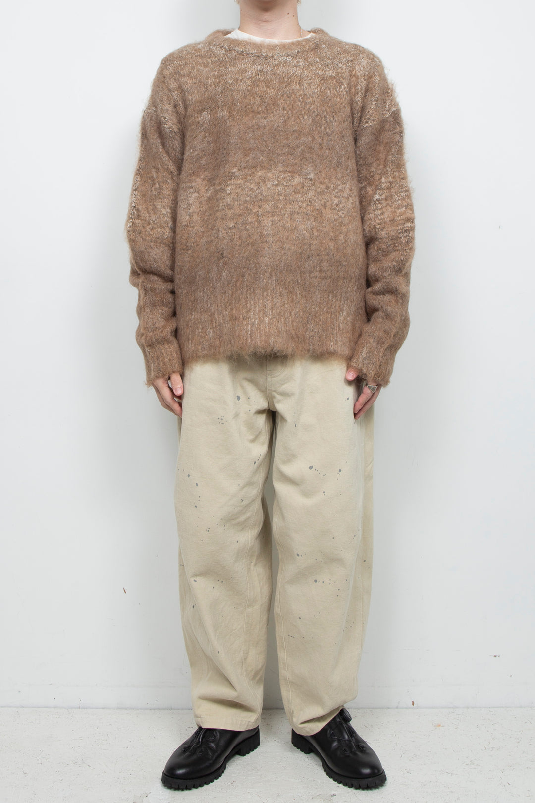 Alpaca Wool Gradient Shaggy Knit BEIGE