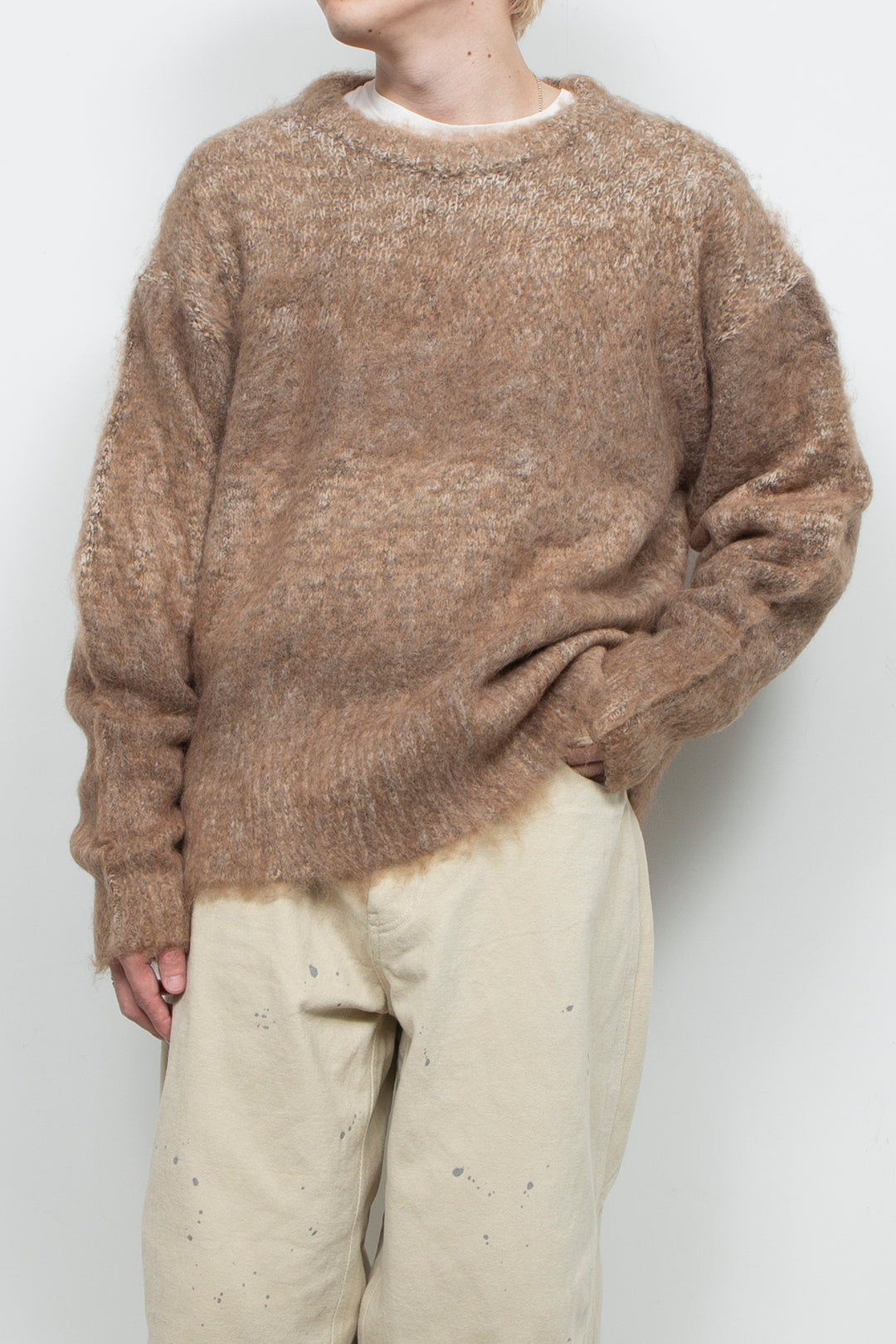 Alpaca Wool Gradient Shaggy Knit BEIGE