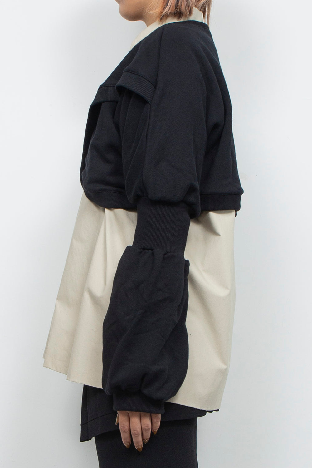 Wing Asymmetric Short Rib Top Black