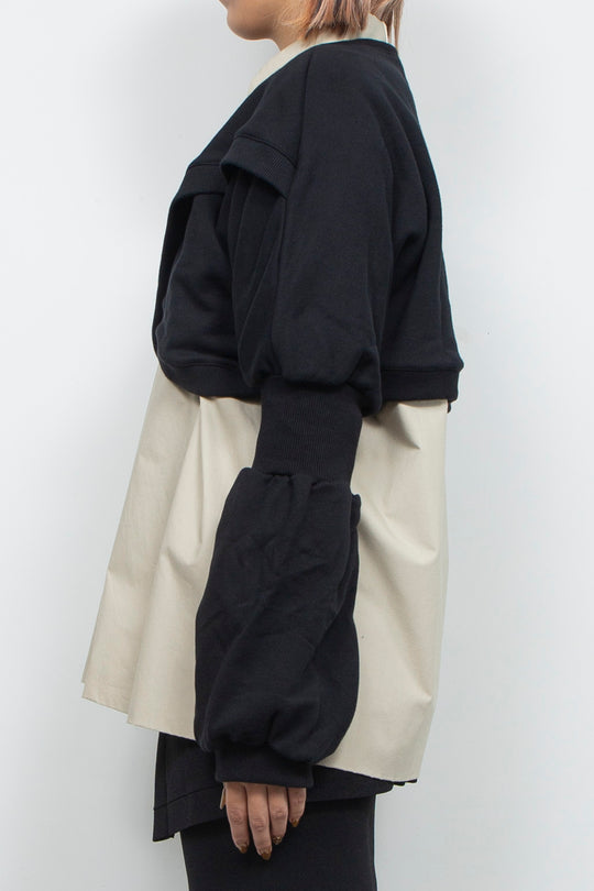 Wing Asymmetric Short Rib Top Black