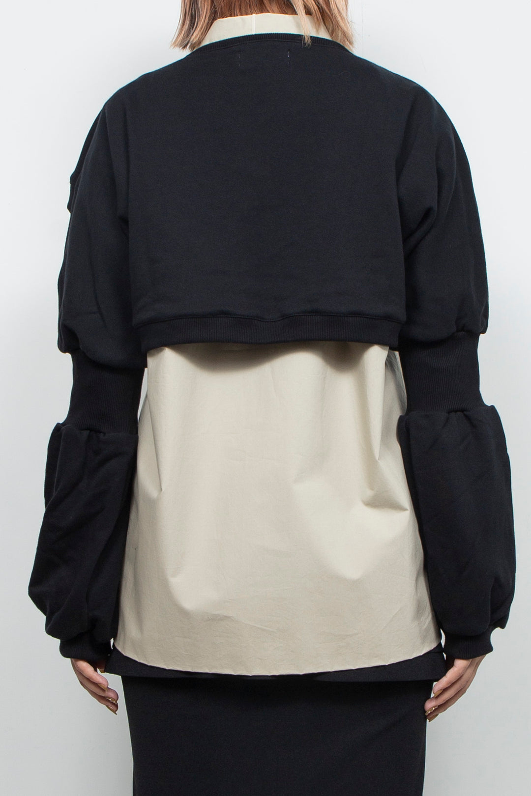 Wing Asymmetric Short Rib Top Black