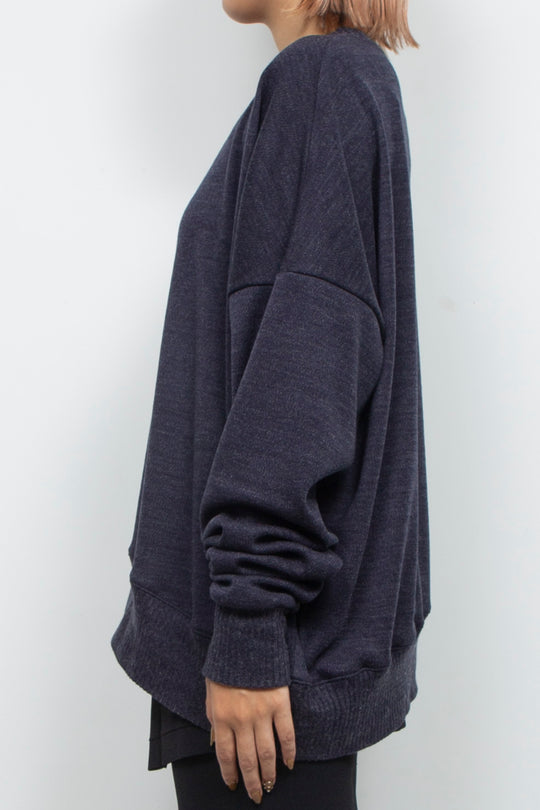 Asymmetric Smooth Knit Pullover Navy