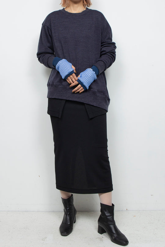 Waffle Knit Sleeve Cuff Blue