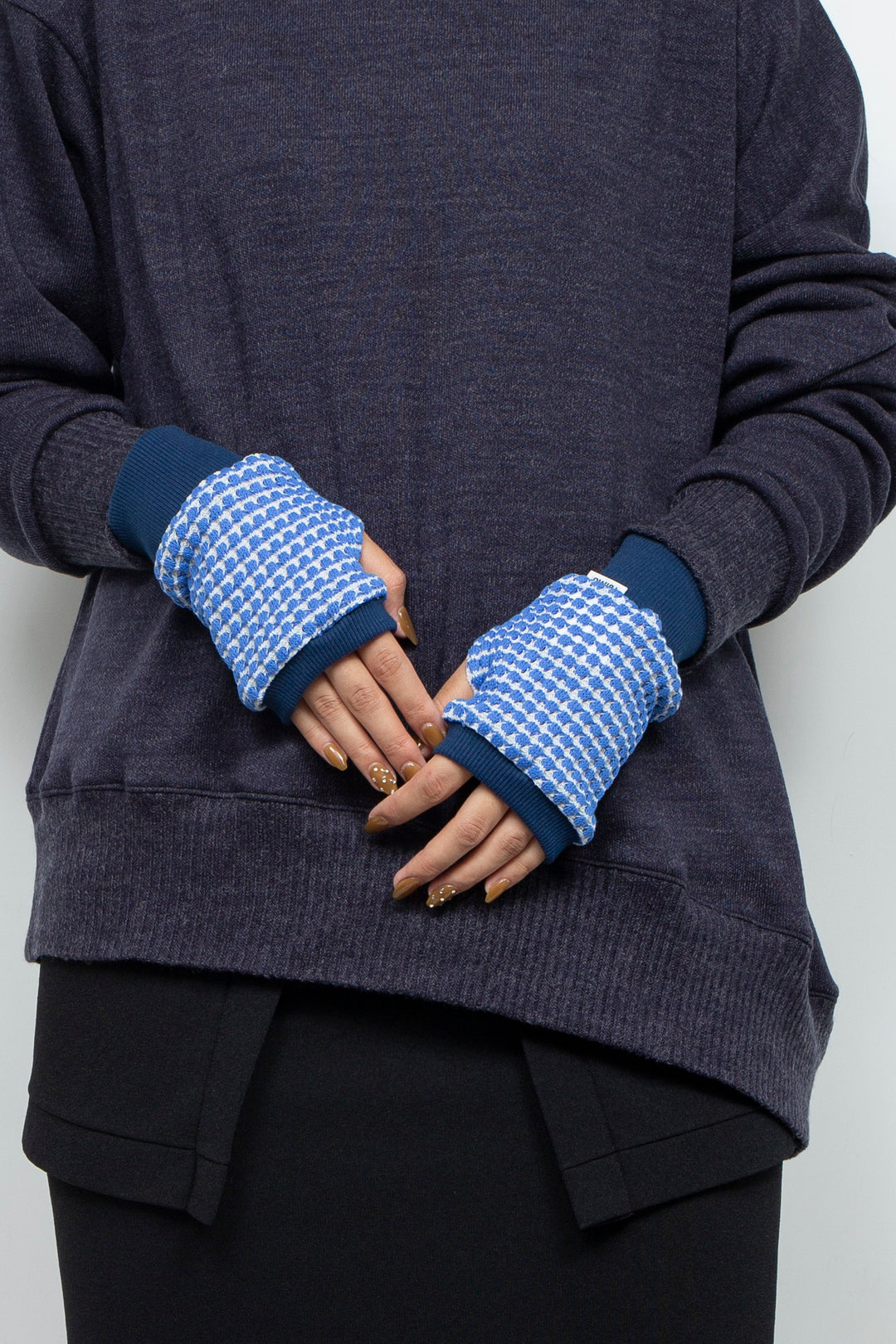 Waffle Knit Sleeve Cuff Blue