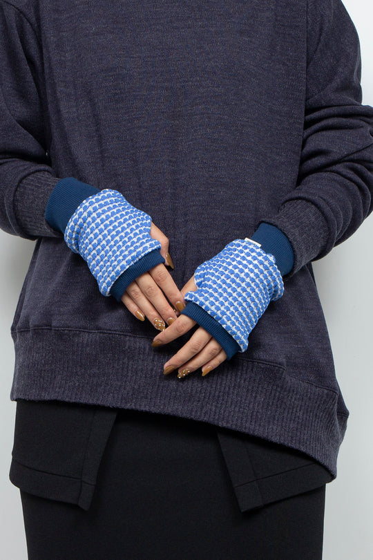 Waffle Knit Sleeve Cuff Blue