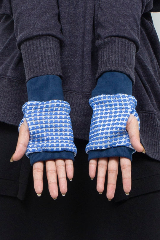 Waffle Knit Sleeve Cuff Blue