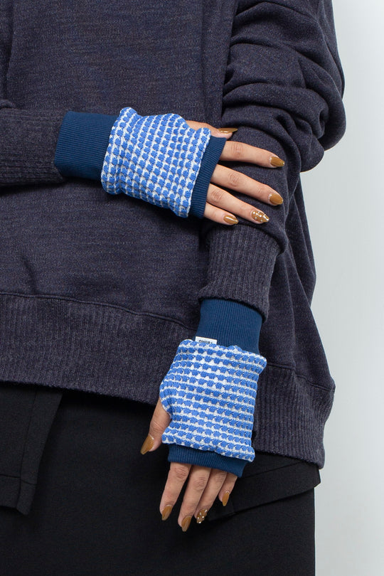 Waffle Knit Sleeve Cuff Blue