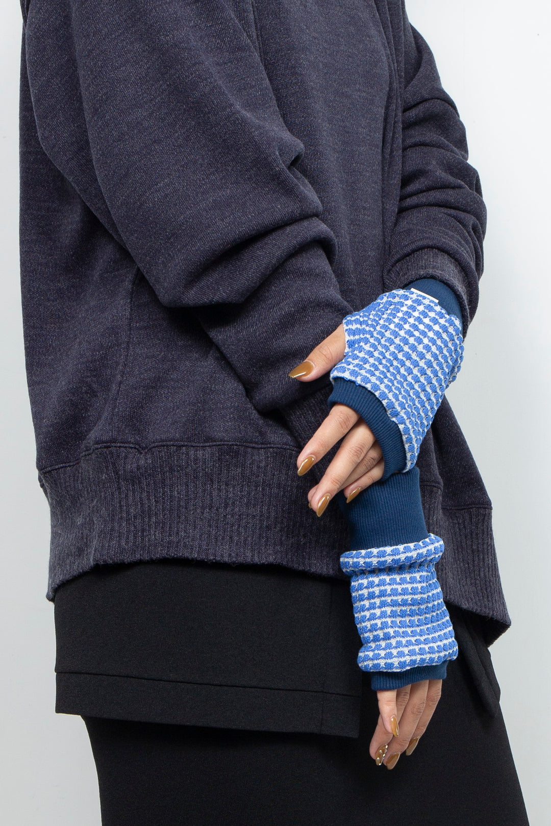 Waffle Knit Sleeve Cuff Blue