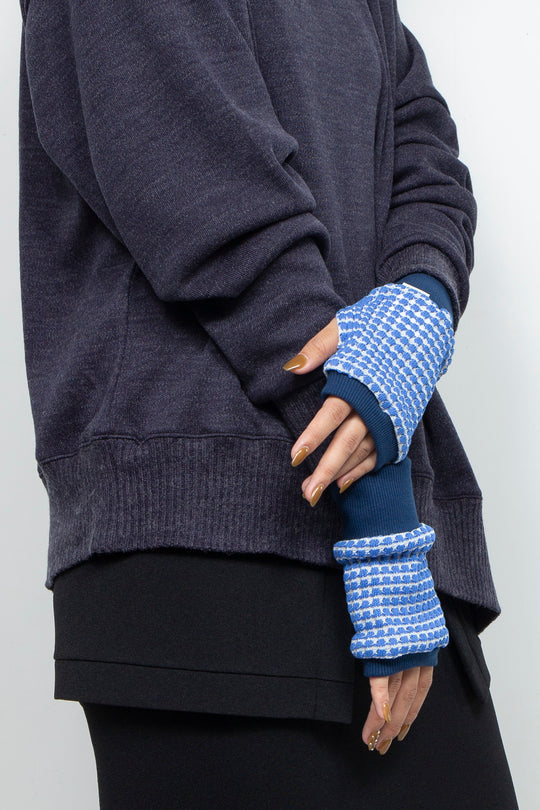 Waffle Knit Sleeve Cuff Blue