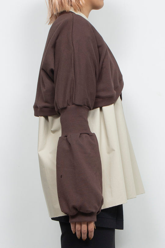 Wing Asymmetric Short Rib Top Brown