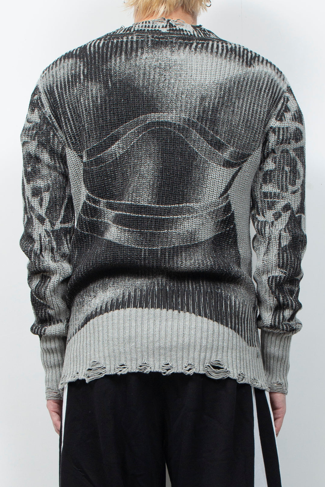 Vintage printed ripped  sweater