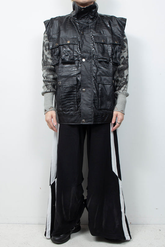 Black leather vest