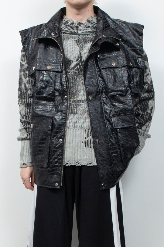Black leather vest