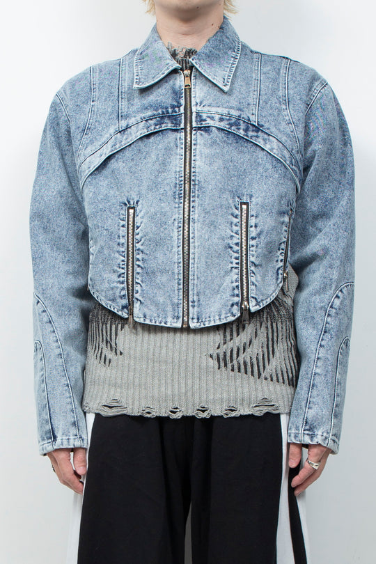 Blue denim short jacket