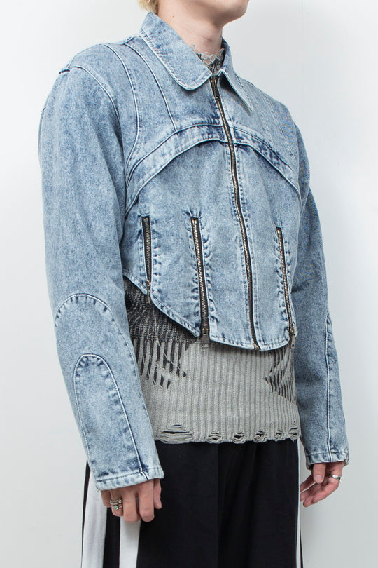 Blue denim short jacket