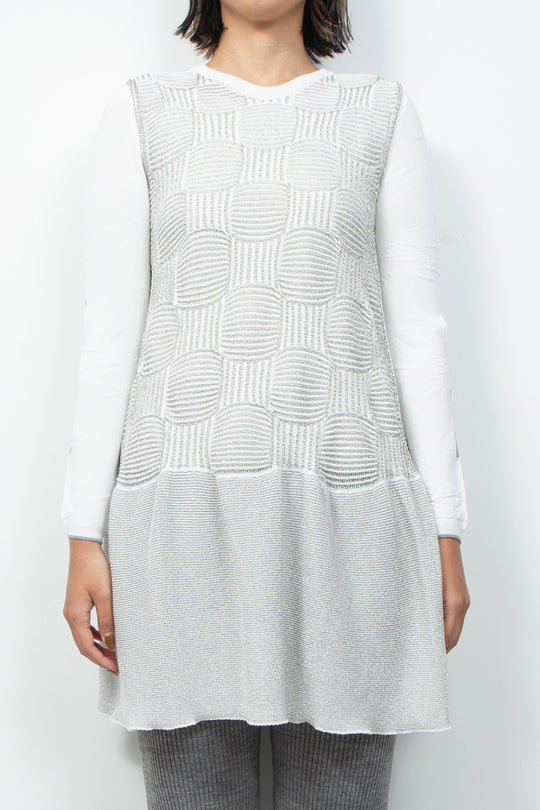 Sleeveless KNIT OP White×Silver