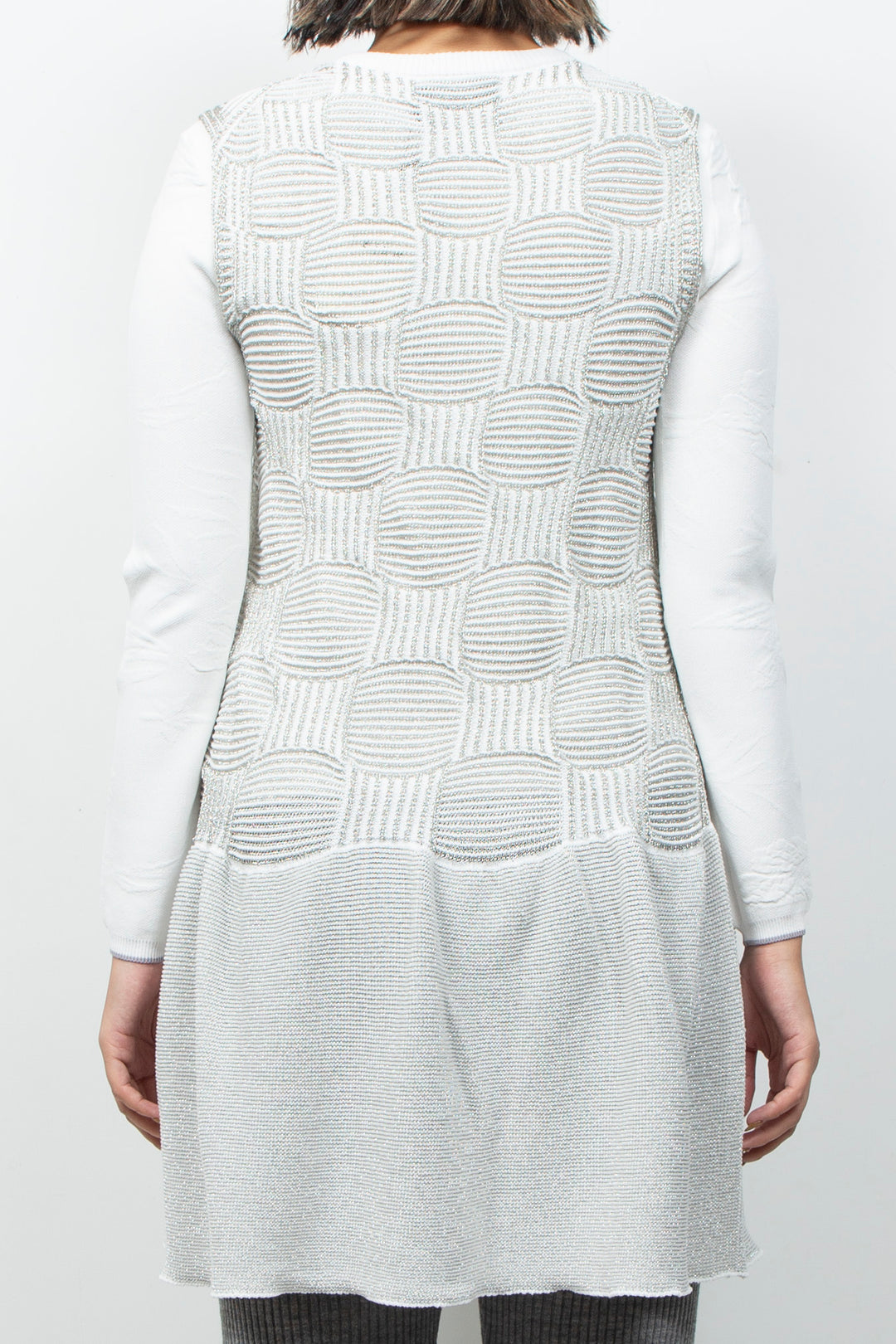 Sleeveless KNIT OP White×Silver