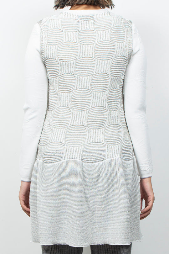 Sleeveless KNIT OP White×Silver