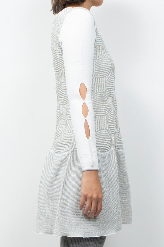 Sleeveless KNIT OP White×Silver