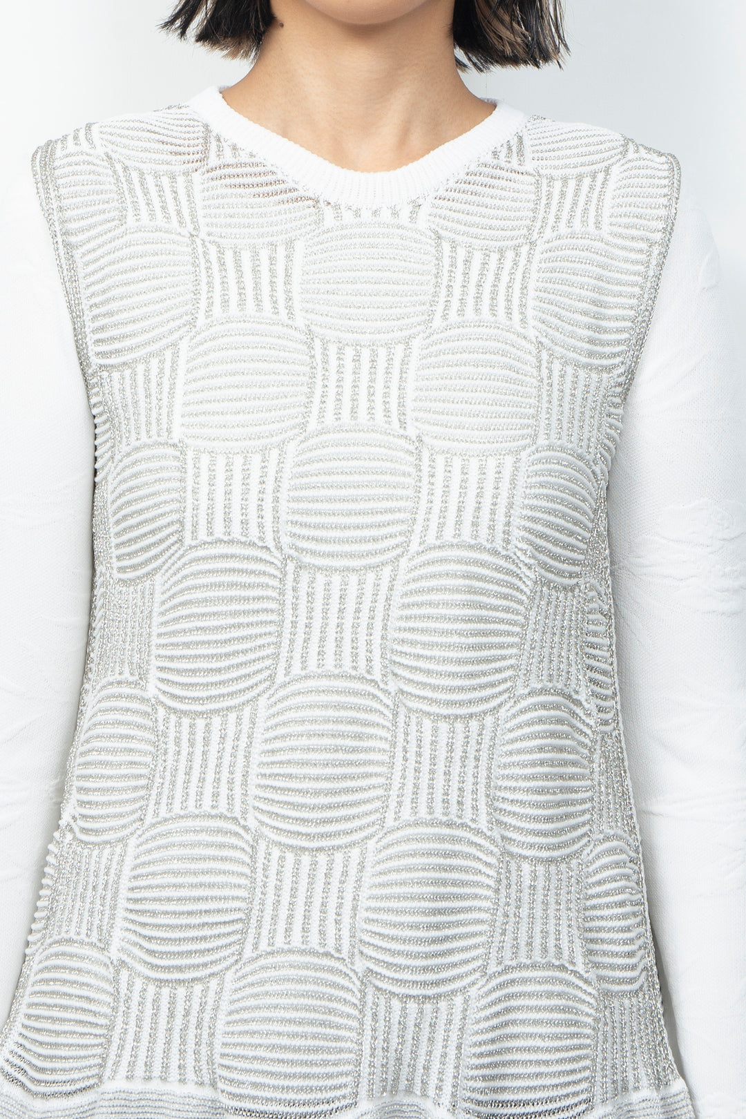Sleeveless KNIT OP White×Silver