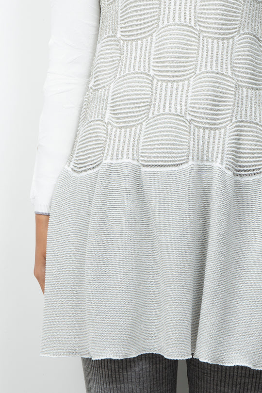 Sleeveless KNIT OP White×Silver