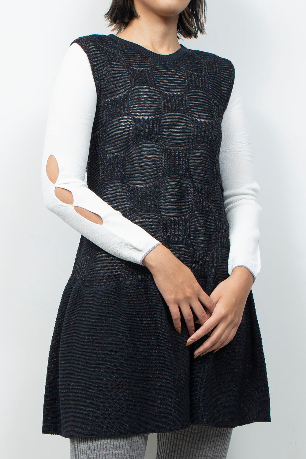 Sleeveless KNIT OP Black×Black