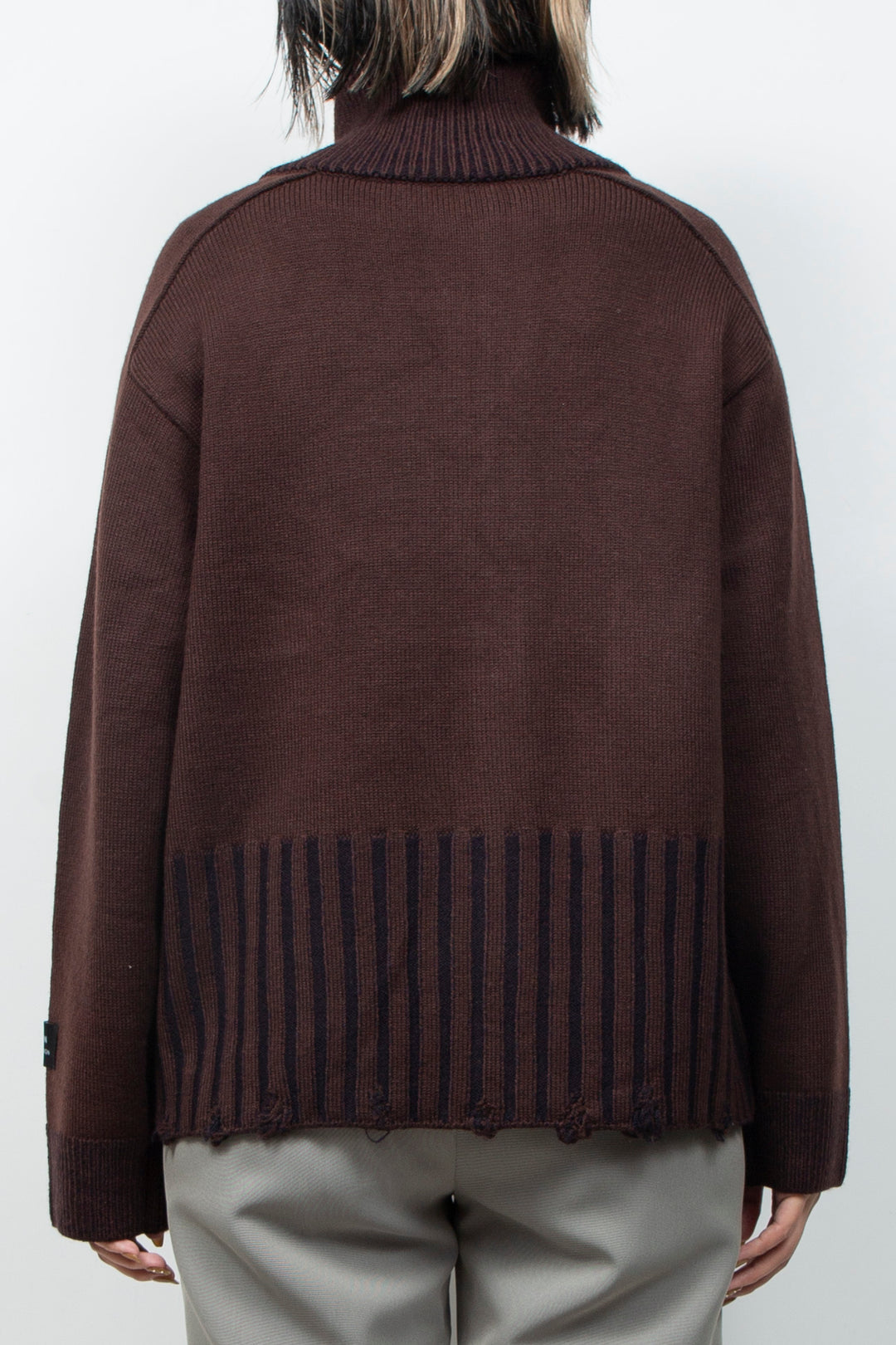 Zip knit coat Deep Red×Navy