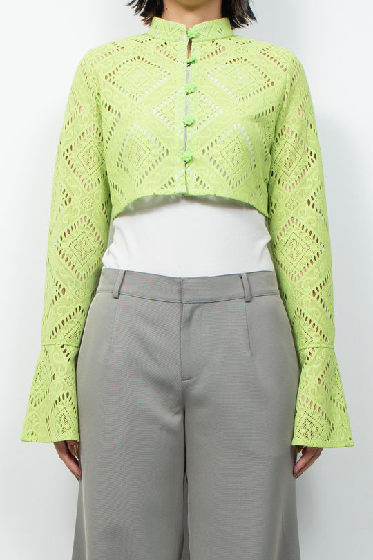 KIKU Button Lace Blouse Light green