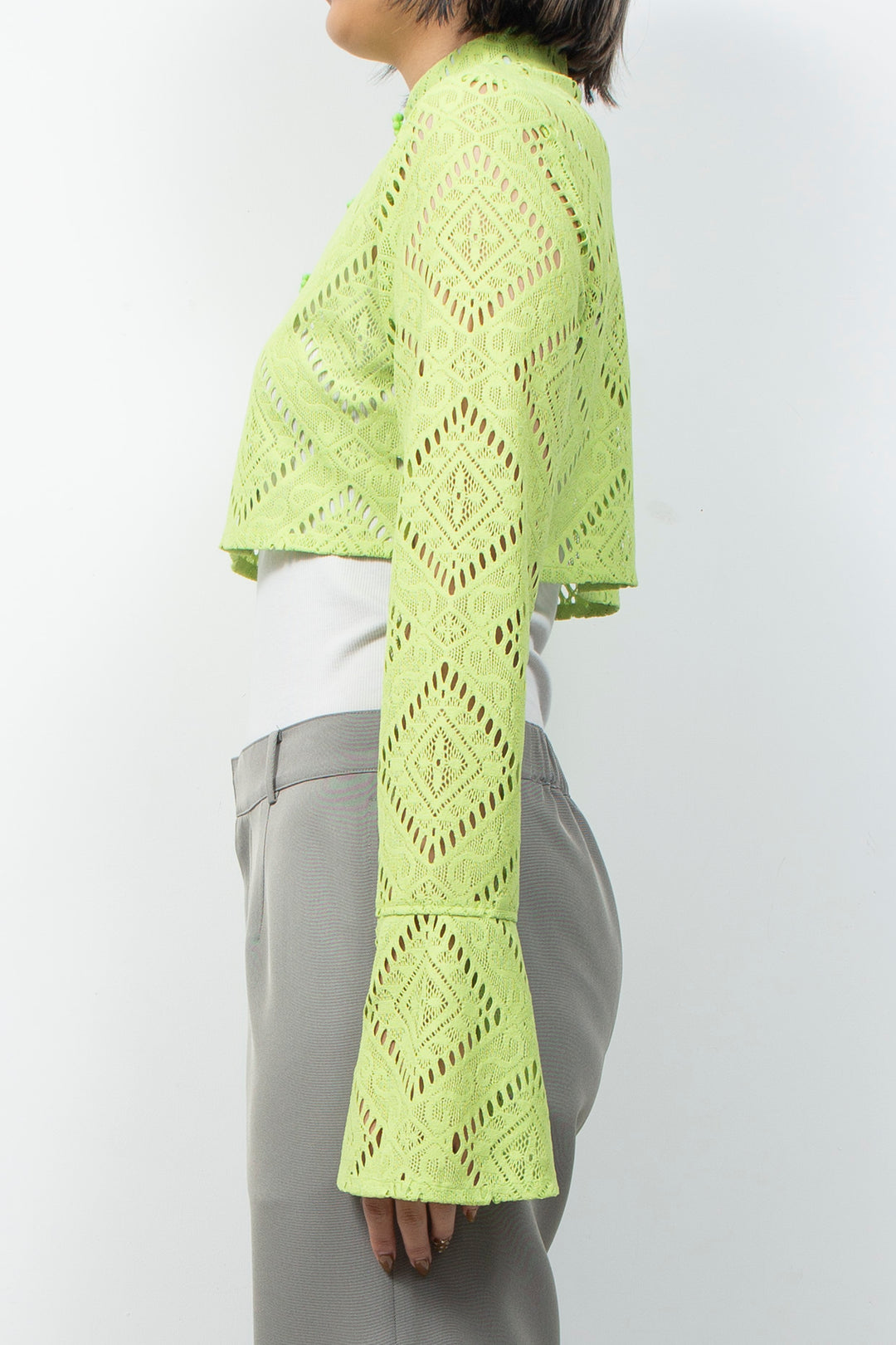 KIKU Button Lace Blouse Light green