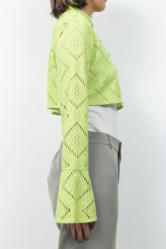 KIKU Button Lace Blouse Light green