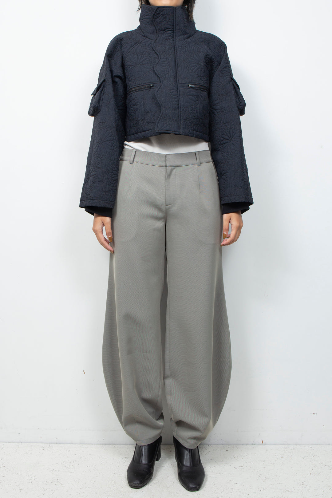 KIKU Quilted Cropped Jacket Black