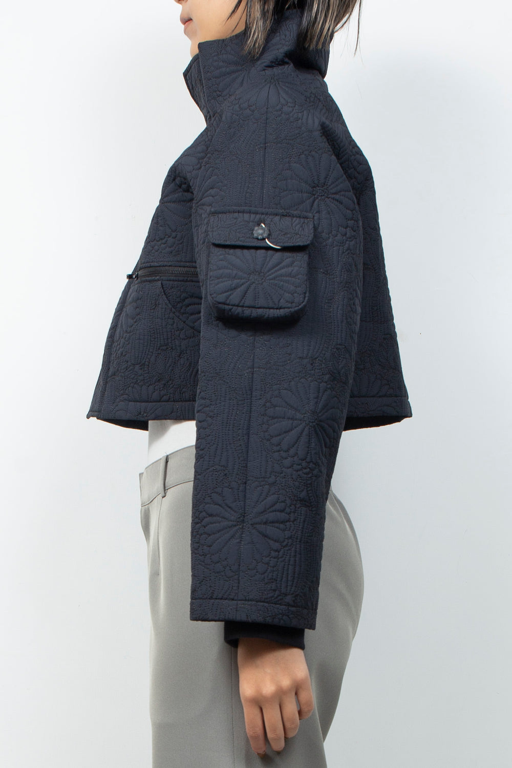 KIKU Quilted Cropped Jacket Black