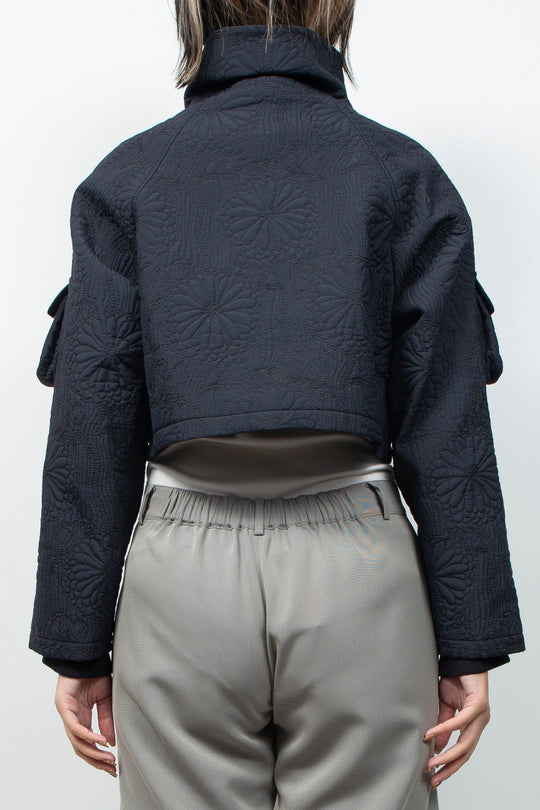 KIKU Quilted Cropped Jacket Black