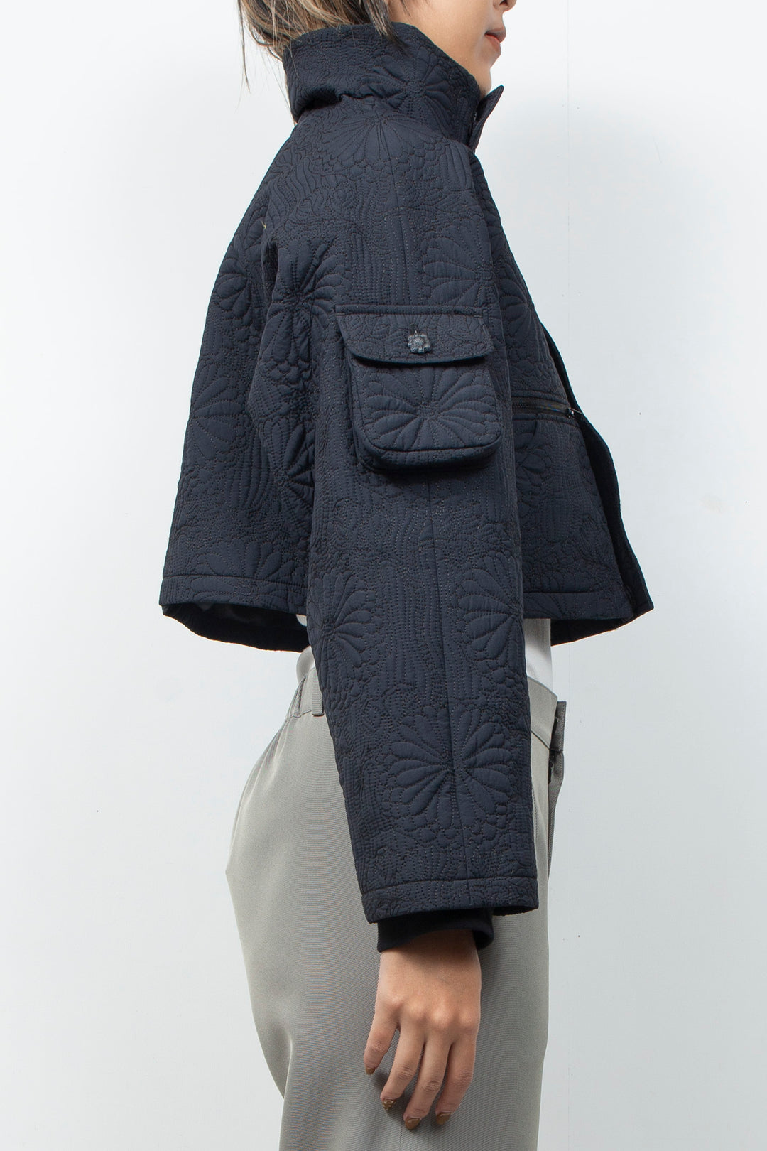 KIKU Quilted Cropped Jacket Black