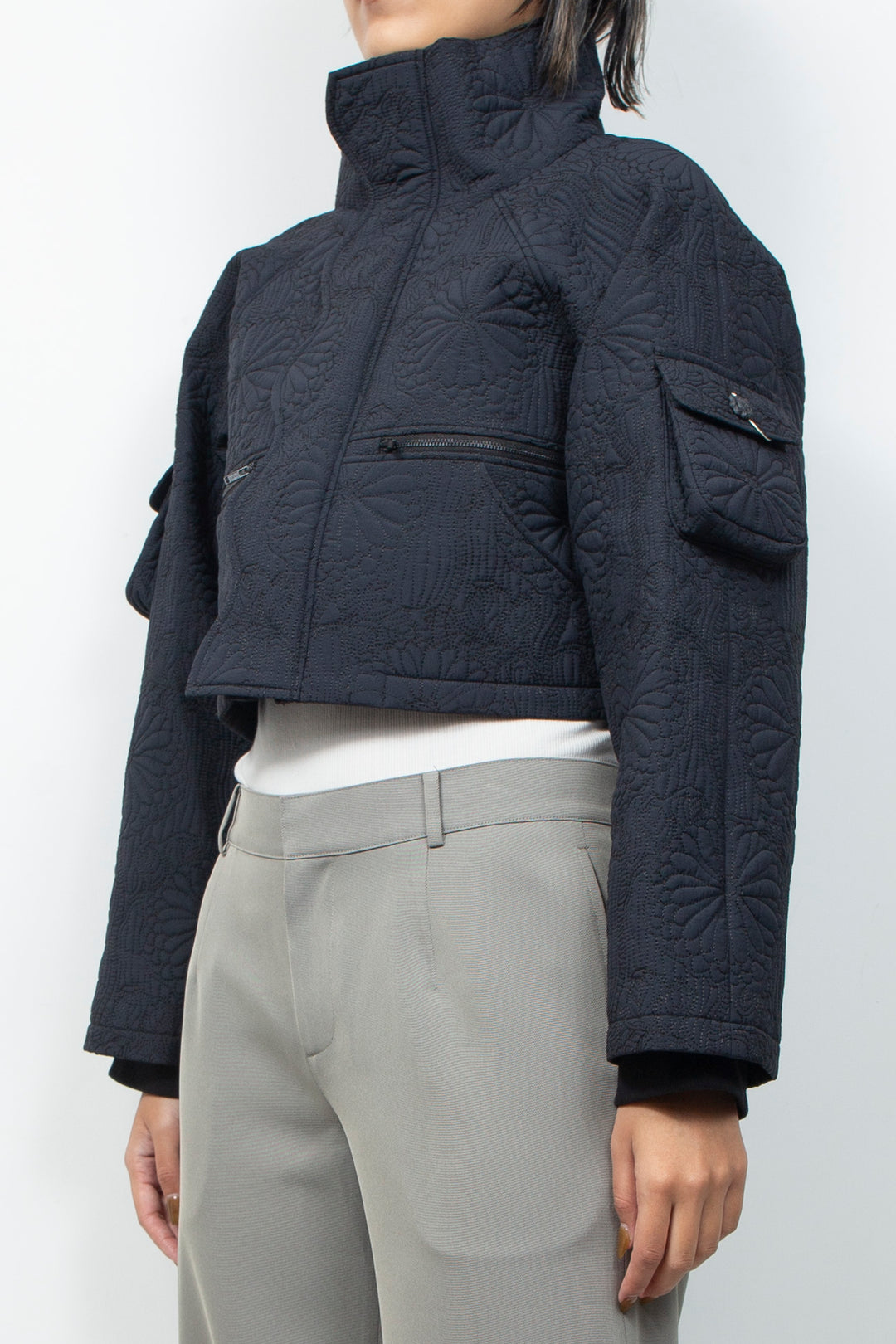 KIKU Quilted Cropped Jacket Black