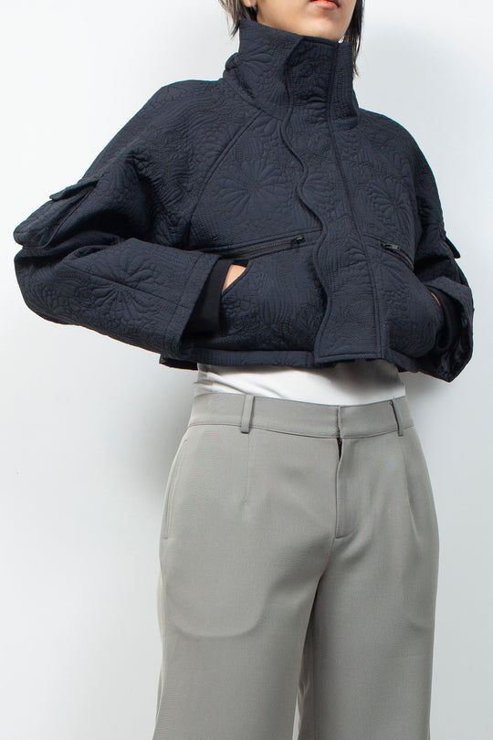 KIKU Quilted Cropped Jacket Black