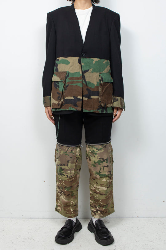 COLLARLESS DOCKING MILITARY JACKET