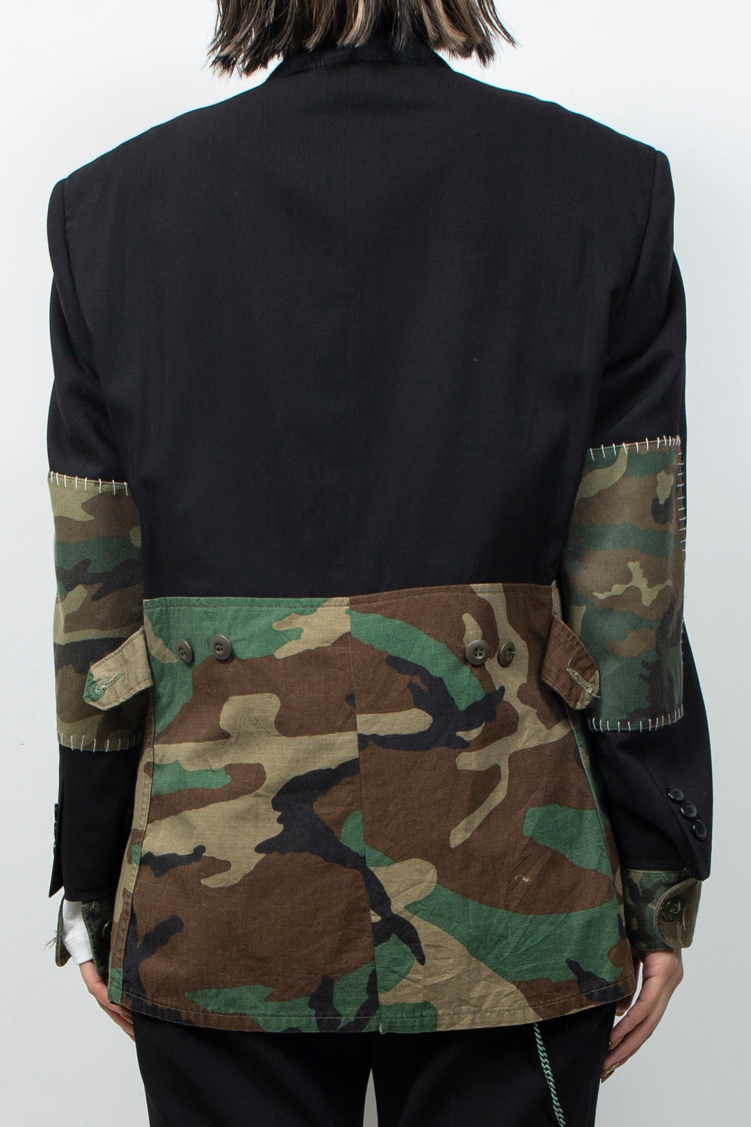 COLLARLESS DOCKING MILITARY JACKET