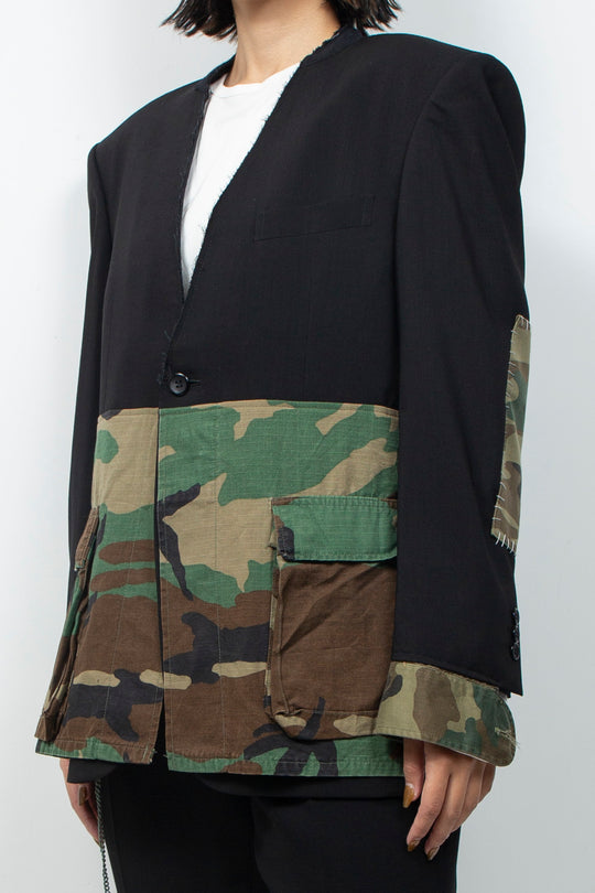 COLLARLESS DOCKING MILITARY JACKET