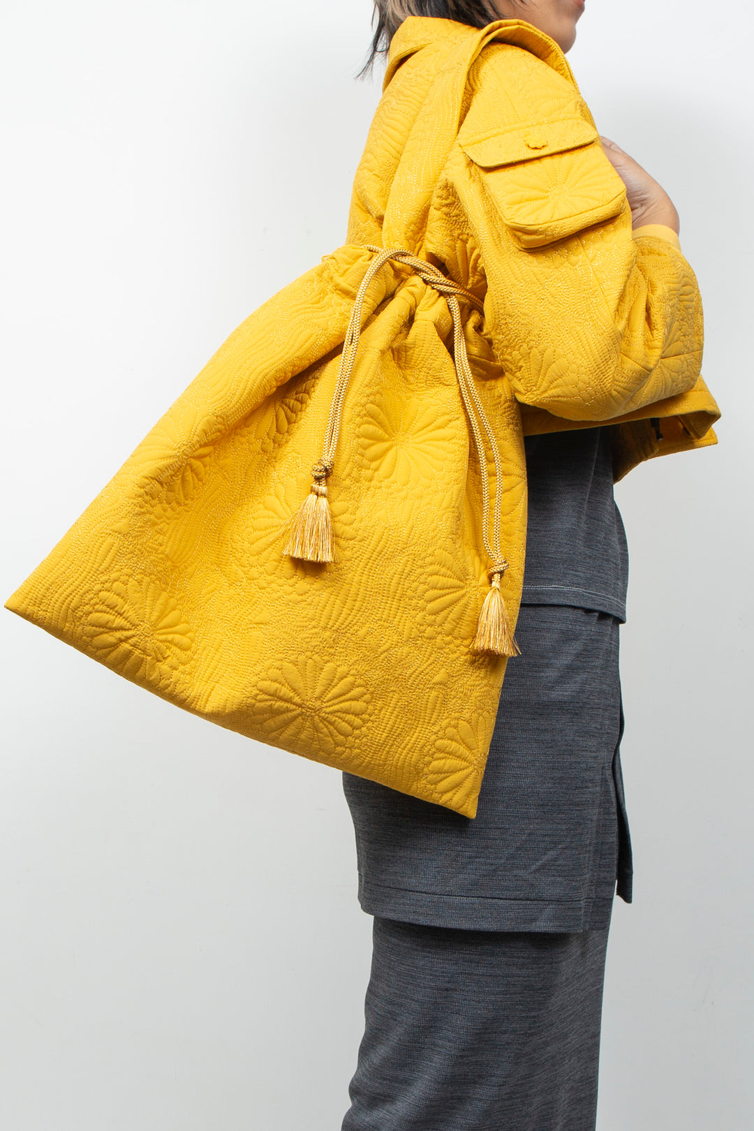KIKU Quilted Tote Bag Yellow
